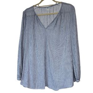 Old Navy Women's Long Sleeve Vertical Striped Blouse - Size Large